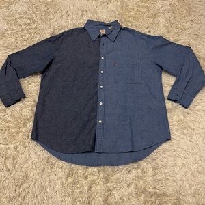 Levi’s Shirt Mens Sz S Two-tone Blue Chambray Red Tab Long Sleeve Oversized New